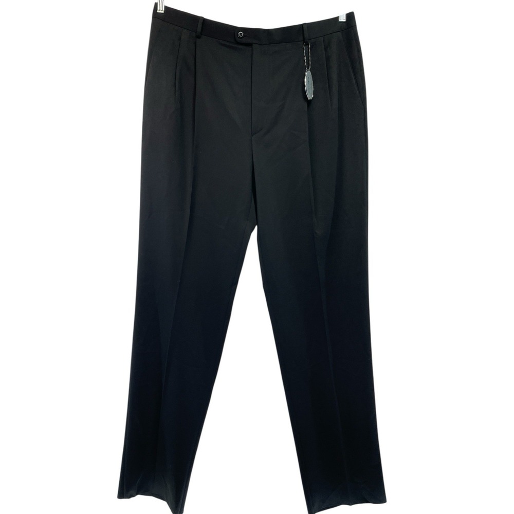 Zanella Dress Pant Black Wool Blend Pleated Sz40x38 Unhemmed Italy (GG19) NWTs